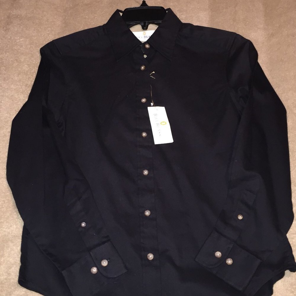 BILL BLASS Ladies Small Black Long Sleeve Shirt - Picture 2 of 9
